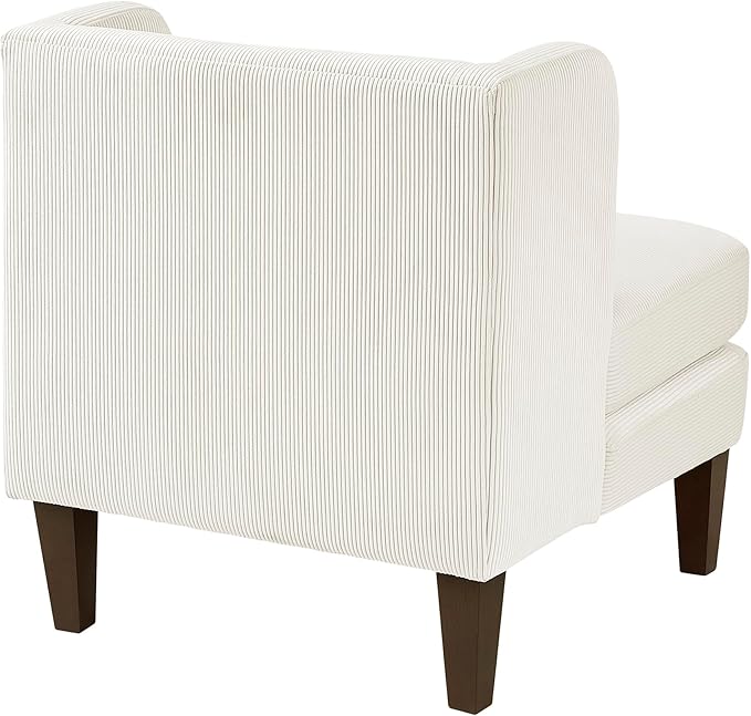 Lexicon Armless Living Room Accent Chair Corduroy Fabric Upholstered Single Sofa Chair with Pillow Solid Wood Legs Wing Back for Bedroom/Office/Waiting Area Beige