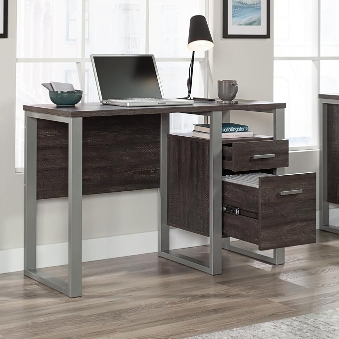 Sauder Rock Glen Single Pedestal Desk Blade Walnut Finish