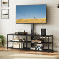 59 TV Stand with Mount and 4 Power Outlets Entertainment Center Media Console Swivel TV Stand Mount up to 75 inch TVs Height Adjustable Metal Frame for Living Room Bedroom TVBK35E01