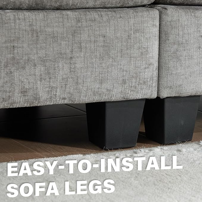 78 2-Seater Modular Sectional SofaChenille Deep Seat Couch for Apartment Living RoomLight Gray | Loveseat Deep Seat Medium Soft Removable Cushion Wooden Frame