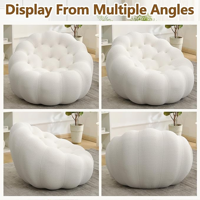 36 Funky Bubble Couch with 3D Honeycomb Shape Design Mesh Fabric Bubble Sofa Ergonomic Mini Floor Sofa for Bedroom Living Room Apartment Small Space (Beige Couch)