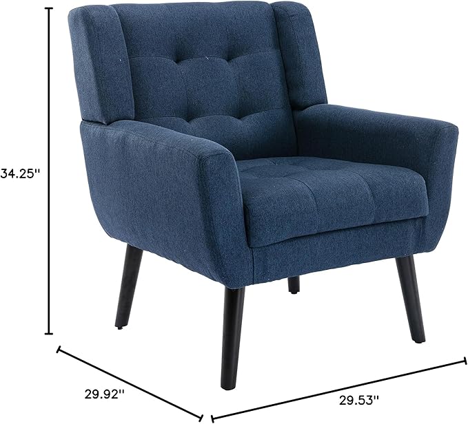 Modern Soft Linen Material Ergonomics Accent Chair Living Room Chair Bedroom Chair Home Chair with Black Legs for Indoor Home