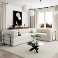 115''W Modular Sofa Bed in Corduroy Fabric L Shaped Sectional Couches Modern Upholstered Couches with Iron Frame Support 4 Independent Mattresses 3 Wedge Cushions and 1 Flat Cushion (Beige/22)