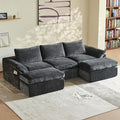 Vamcheer U Shaped Cloud Couch - Utra Soft Modular Sectional Sofa with 2 Movable Ottoman Deep Seat Boneless Couches for Living Room Bedroom Office No Assembly Required Grey