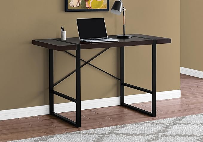 Computer Desk Home Office Laptop 48 l Work Brown Laminate Black Metal Contemporary Modern
