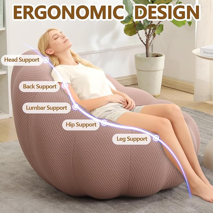 Bean Bag Chairs for Adults/Teens Reading Corner Chair Orange Beanbag Chair for Bedroom Living Room Small Comfy Chairs for Living Room Small Space No Assembly Required (Pink Couch)