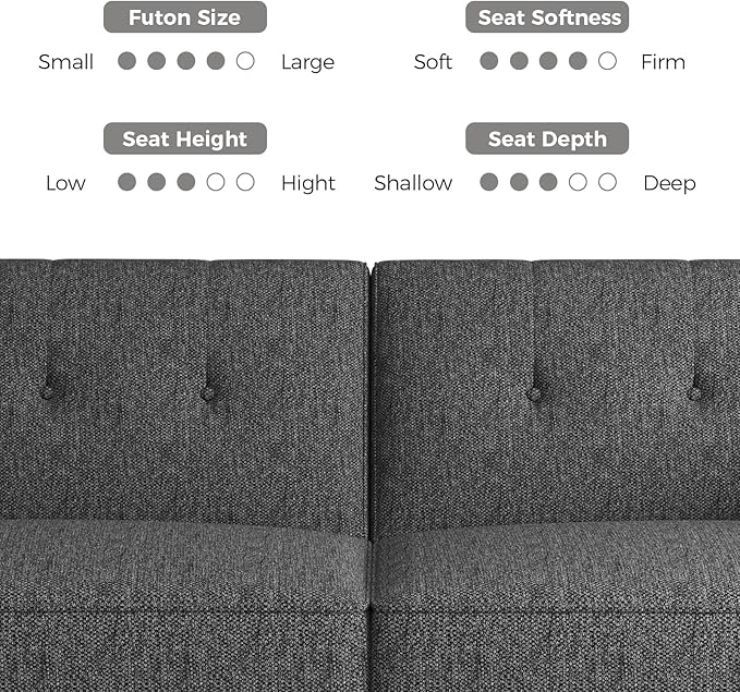 89” Futon Sofa BedComfy Futon Couch Bed with 2 Square PillowsConvertible Sleeper Sofa with Adjustable Backrest&amp Armrests Modern Loveseat Sleeper for Living Room Bedroom Linen Dark Gray