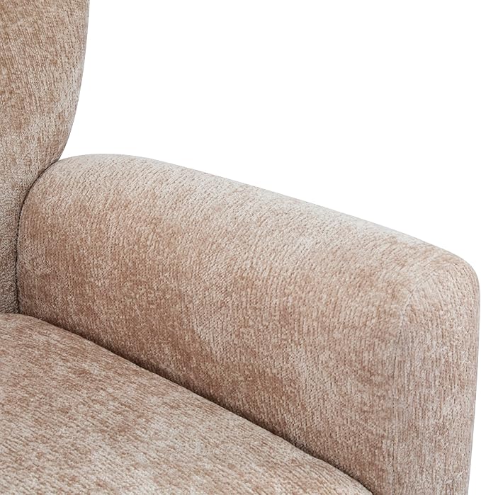 Christopher Knight Home Lindy Wingback Accent Chair Upholstered Armchair with Rounded Wooden Legs Curved Backrest Single Sofa Soft Cushion Seating Comfy Lounge Chair for Living Room Beige Brown
