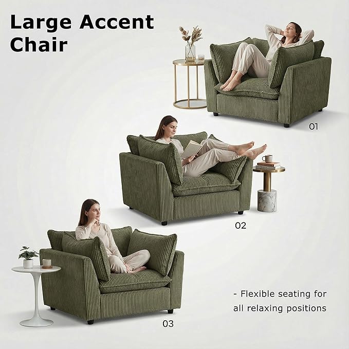 Tbfit Accent Chairs Set of 2 Chenille Plush Comfort Living Room Chair with Wide Seat Modern Decorative Chair for Bedroom Office Reading Nook Soft Cloud Chair Deep Seat Beige