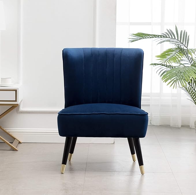 Elon Contemporary Velvet Upholstered Accent Chair Blue