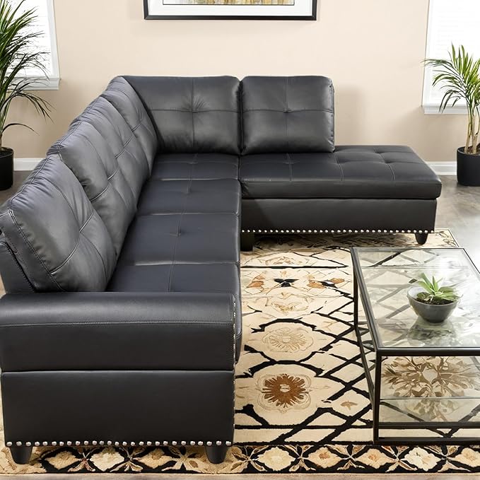 L-Shaped Combination Sofa Set Luxurious Synthetic Leather Living Room Sofa Suitable for Living Rooms Bedrooms Apartments and Offices