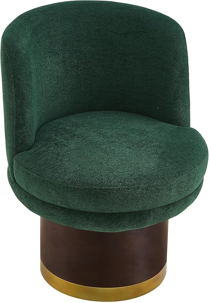 Christopher Knight Home Mirin Upholstered 360° Swivel Accent Chair Chenille Fabric Swivel Barrel Chair Modern Vanity Chair for Living Room Bedroom Green+Brown