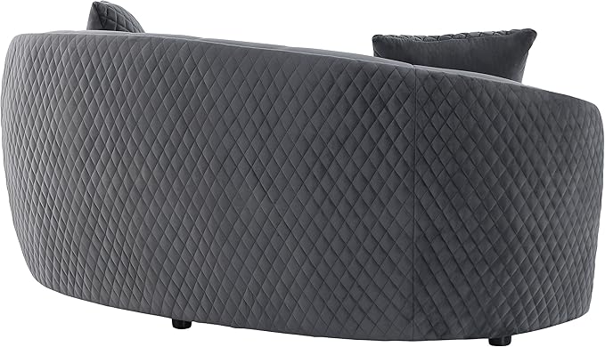 Coaster Home Furnishings - Brookside - Velvet &amp Engineered Wood - Curved Loveseat with Gold Trim and Channel Tufted Back - Living Room - Dark Gray - 504845