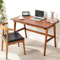 Nnewvante Desk Bamboo Table with 2 Drawers Simple Modern Furniture for Home Office Computer Writing Study Makeup &amp Workstation (46''-Brown)