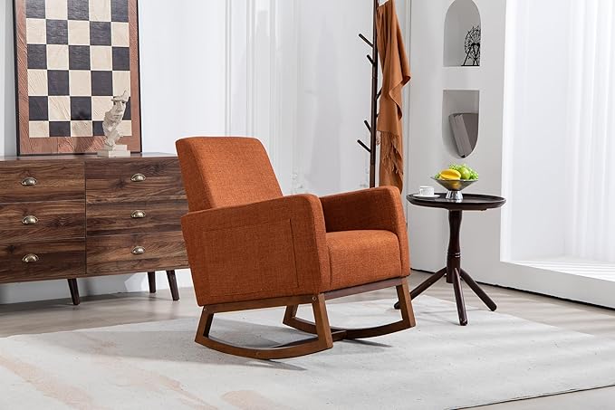 Mid Century Modern Accent Chair with Wood e Upholstered Living Room Chairs with Waist Cushion Reading Armchair for Bedroom Sunroom