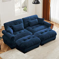 Oversized Modular Velvet Sectional Cloud Sofa Couch with Movable OttomanCorner Sofa with Comfortable Armrests Deep Seat Convertible L or U Shaped Couch (Blue 2 Seat +2 Ottoman)