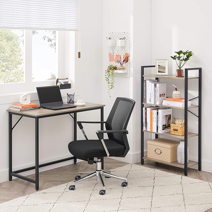 VASAGLE Computer Desk Office Work Desk 39.4 x 19.7 x 29.9 Inches for Study Bedroom Home Office Living Room Heather Greige and Ink Black ULWD041B02