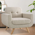 Rosevera Elena Contemporary Accent Armchair with Linen Upholstery Living Room Furniture Light Beige