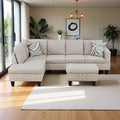 97 Oversized Sectional Couch L Shaped Couch with Storage Ottoman Modern Modular Sofa with Deep Seat Sectional Couches for Living Room and Office Off-White (Flannelette)