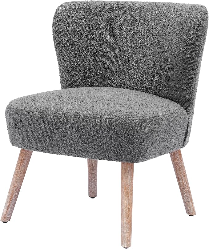 Costaelm Bedroom Accent Chair Upholstered Fabric Chairs Makeup Vanity Chair Teddy Fuzzy Chair and Sherpa Accent Chair for Living Room Reading Room Dining Room Office Gray