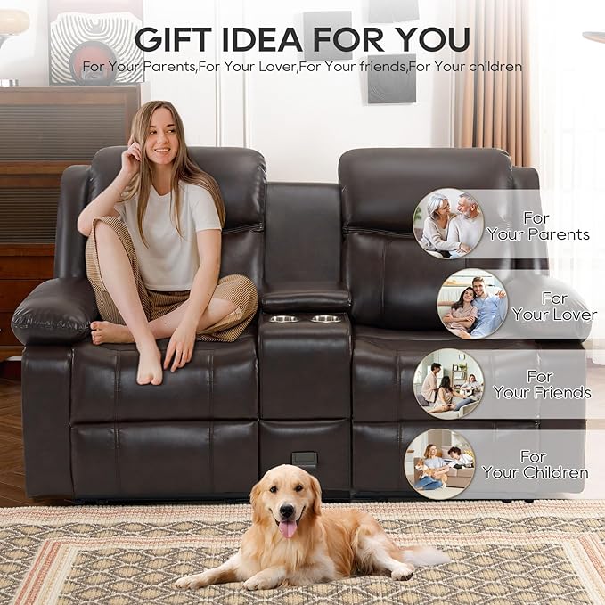 Recliner Sofa Reclining Loveseat Sofa with Massage &amp Heat Reclining Couch with Side Pockets Extra Storage Cup Holders for Living Room