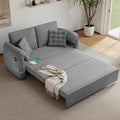 3-in-1 Convertible Sleeper Sofa Bed 62.9 W x 87 L Couch with Pull Out Bed with 6-Position BackrestHidden Storage &amp USB for Living RoomLight Grey