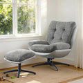 Swivel Accent Chair with Ottoman 400lbs Capacity &amp Easy Assembly Oversized 360° Swivel Rocker Recliner Comfortable Swivel Chair for Living Room Bedroom Office Grey Chenille