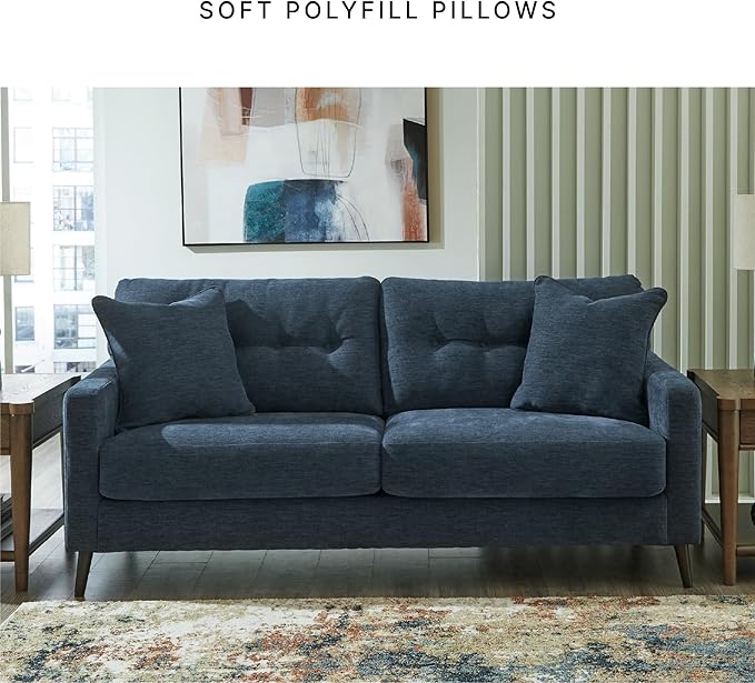 Signature Design by Ashley Bixler Classic Tufted Sofa with Removable Cushions Blue
