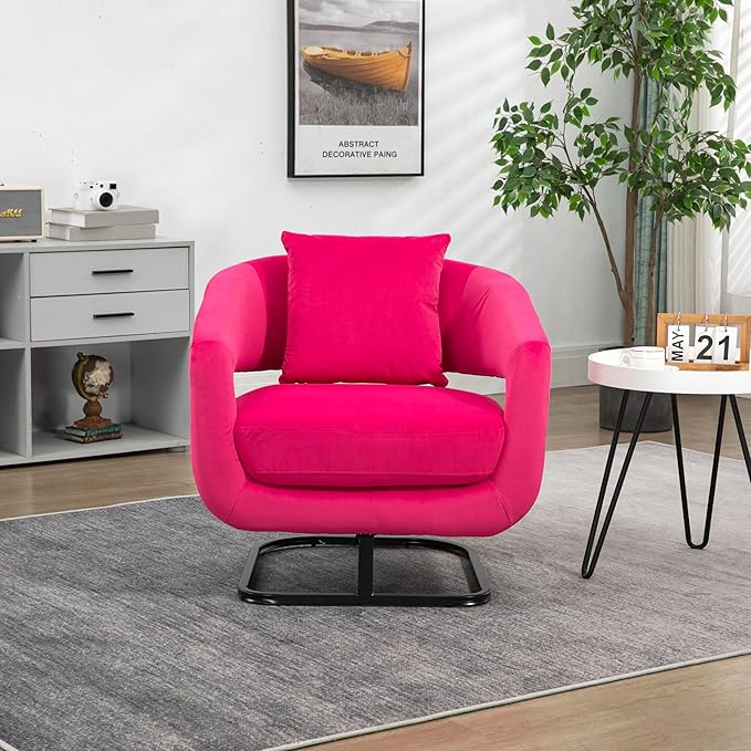House Hold Upholstered Tufted Living Room Chair Textured Velvet Fabric Accent Chair with Metal Stand