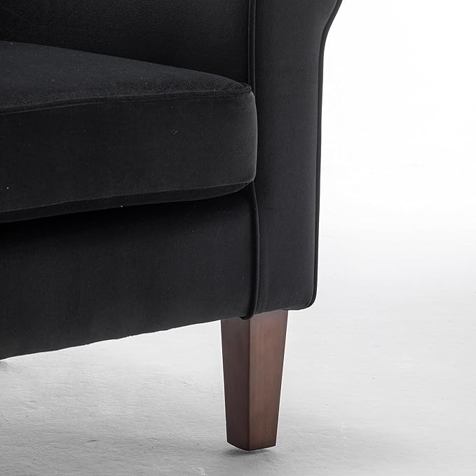 Classic Accent Armchair with Birch Wood Frame and Comfortable Rolled Armrests Arm Chairs for Living Room Bedroom and Office Decor Black