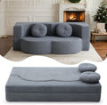 76 Convertible Folding Futon Sofa Bed Queen Sleeper Sofa with Pillow Teddy Fabric Floor &amp Futon Loveseat Couch Foam Folding Mattress Sleeper for Living Room Guest Use OfficeApartment (Grey)