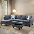 L Shaped Sectional Couches Modern Convertible Lounge Sofa with Ottoman Storage Comfy Modular Sectional Sofa for Living Room Furniture Sets Small Spaces Bedroom Grey A