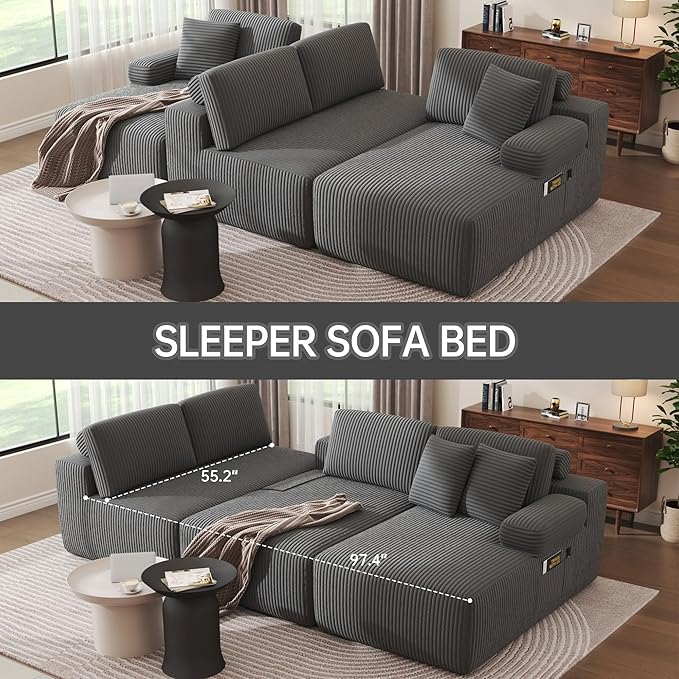 DURASPACE 126.2'' U Shaped Oversize Modular Sectional Sofa with Chaise Cloud Boneless Comfort Sectional Sofa Couch Deep Seat Couch Convertible 4-Seater for Living Room No Assembly Required