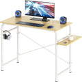SHW Small Gaming Home Office Computer Desk with Shelf Oak