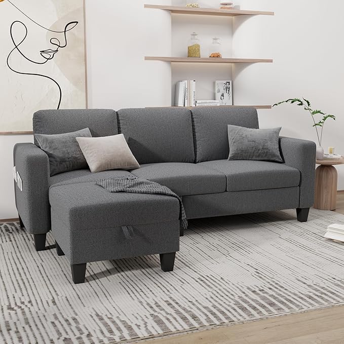 Sectional Couches for Living Room 78 L Shaped Sofa 3 Seat Modern Couch with Storage Ottoman Convertible Couches for Small Space Living Room Bedroom Apartment and Office