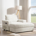 P PURLOVE Oversized Chaise Lounge Chair Indoor with Storage and OttomanSleeper Chair with Cup Holder and Storage ArmrestReclining Chair for Living RoomBedroomOffice
