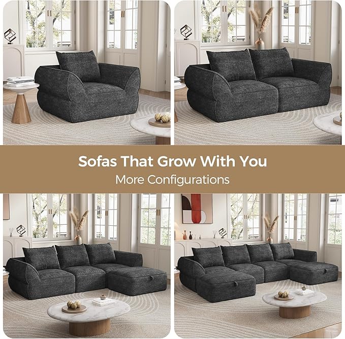 76.4 Cloud Loveseat Sofa Deep Seat Couch with Pillows Modern Comfortable Upholstery Boneless Sofa 1 Piece for Living Room Bedroom Apartment Removable CoverNo Assembly Required Dark Gray