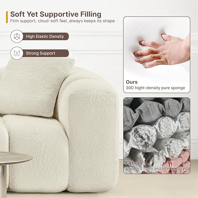 84 Boneless Couch No Assembly Required Loveseat Sofa Modern Deep Seat Cloud Couch Modern Compressed Sofa Oversized Upholstered 3-Seater for Living Room Bedroom