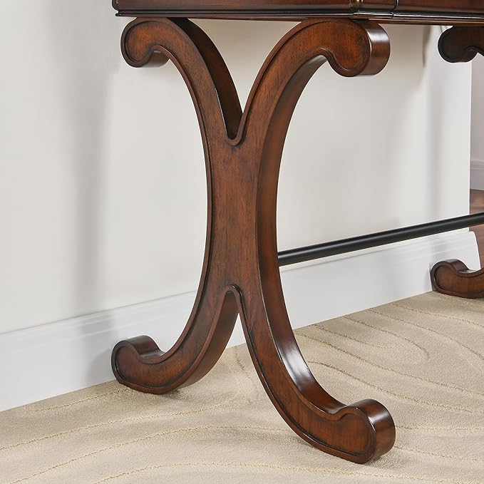 Traditional Wood Writing Desk with 2 Drawers 47.2 Large Work Desk with Ample Tabletop and Curved Legs Big Secretary Table in Cherry Walnut for Home Office SSZ-D0036