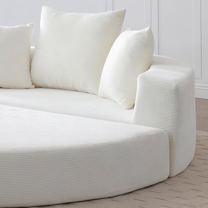67 Round Convertible Folding Sofa Bed Boneless Couch Loveseat Floor Sleeper Chaise Lounge for Living Room Apartment Dorm Small Spaces Beige