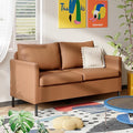 TYBOATLE Modern Faux Leather Small Couches for Small Spaces Comfy Upholstered Brown Love Seat for Bedroom 2 Seater Mini Couch for Dorm Apartment Office Brown