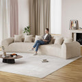 157 Oversized Curved Sofa Sectional Couch Chenille Cloud Couches Wide Armrest Deep Seat 6-Seater High Density Foam Sofas with 6 Pillows for Living Room No Assembly Needed Beige White