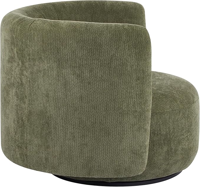 Christopher Knight Home Tanzy 360-Degree Swivel Barrel Chair Upholstered Lounge Chair Indoor Comfy Armchair with Lumbar Pillow for Living Room Thick Cushion Metal Base and Wood Frame Green