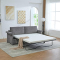 Full Size Sleeper Sofa Bed Pull Out Couch with Queen Size Memory Foam Mattress 2-in-1 Convertible Corduroy Loveseat Sleeper for Small Apartment USB Charging (Gray)