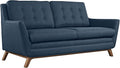 Modway Beguile Mid-Century Modern Loveseat With Upholstered Fabric In Azure