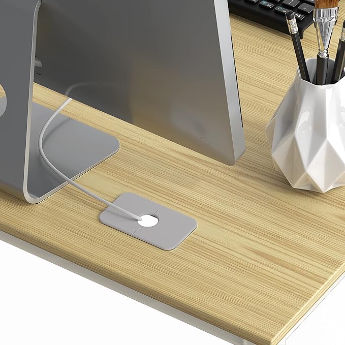 SHW Mission 55 x 60 Inches L-Shape Home Office Computer Desk Oak