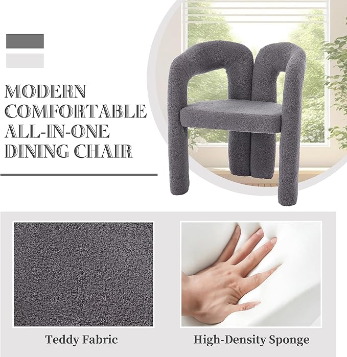 Set of 2 ChairsContemporary Designed Velvet Fabric Upholstered Accent Barrel Side Chair with Plywood Frame and Metal Base for Living Room (Gray Teddy)