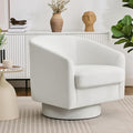Swivel Barrel Accent Chair Round Chenille Fabric Living Room Arm Chairs Modern Upholstered Comfty Reading Nook Chairs for Bedroom Small Club Armchair Single Sofa Side Chair White