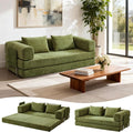 81 Convertible Sofa Bed with Storage Pockets 5-in-1 High Density Foam Boneless Couch Corduroy Folding Futon Sleeper Sofa for Living Room Bedroom Apartment No Assembly Required Green
