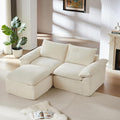 80 Cloud Sectional Couch with L-Shaped Chaise Corduroy Sectional Sofa with Ottoman Boneless Couch with Deep Seat in a Box for Living Room No Assembly Required (White)